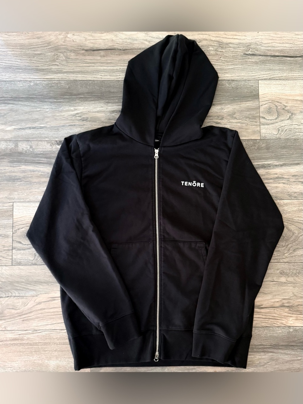 TENORE Black Full-Zip Hoodie size medium